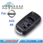 Nissan A33 4 Button Flip Remote Key Shell